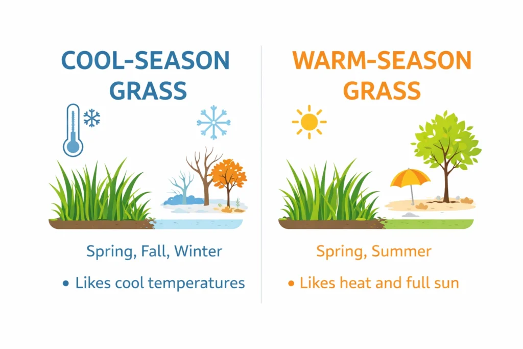 Comparison of cool-season and warm-season grass types