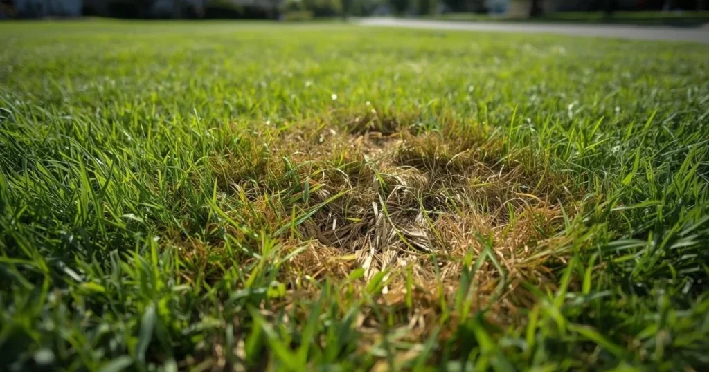 Annual bluegrass dying in summer heat leaving bare patches