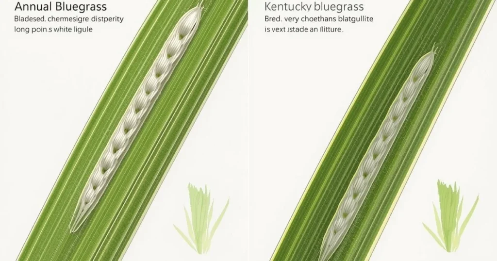 Ligule comparison between annual bluegrass and Kentucky bluegrass