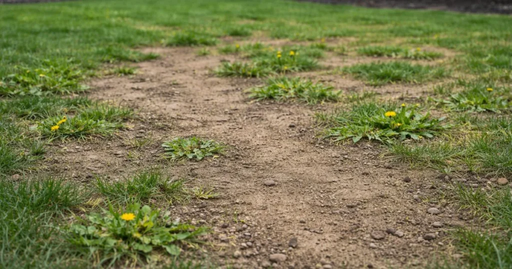 Bare lawn spots turning into weeds instead of grass