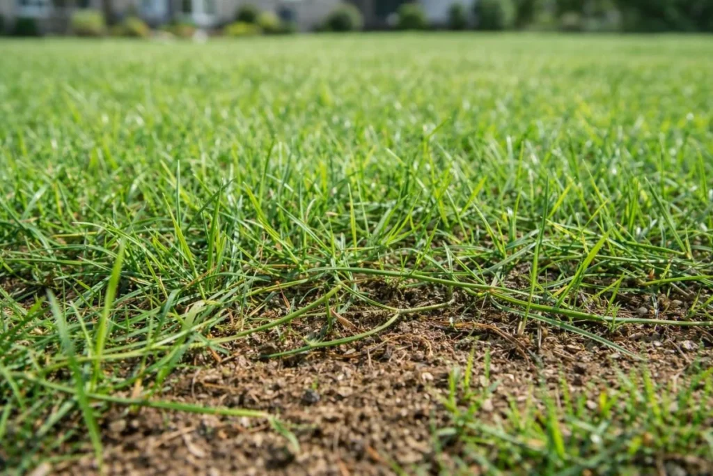 close up of bermuda grass showing thin blades and spreading runners