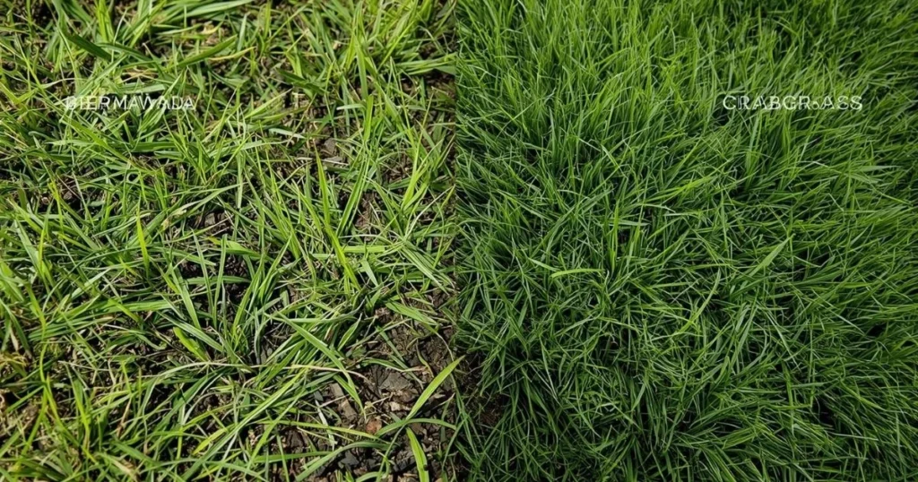 Bermuda grass compared to crabgrass for identification