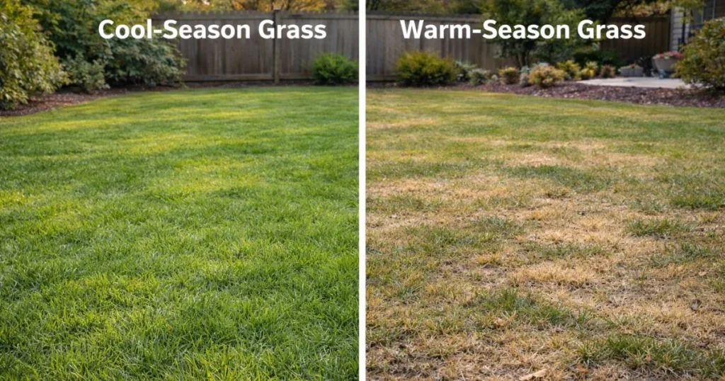 Cool-season grass compared to warm-season grass