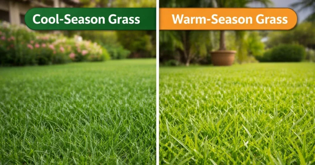 Cool-season grass compared to warm-season grass lawns