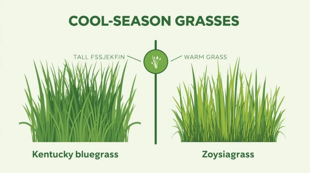 Comparison of cool-season and warm-season grass types