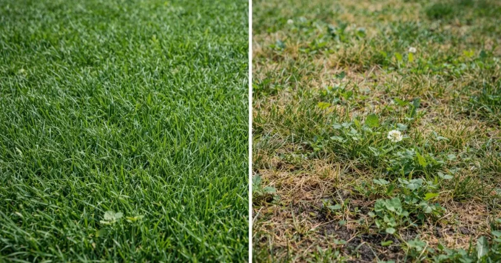 Dense grass reducing weed growth