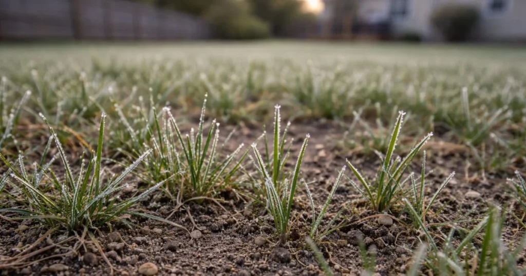 Young grass damaged by early frost