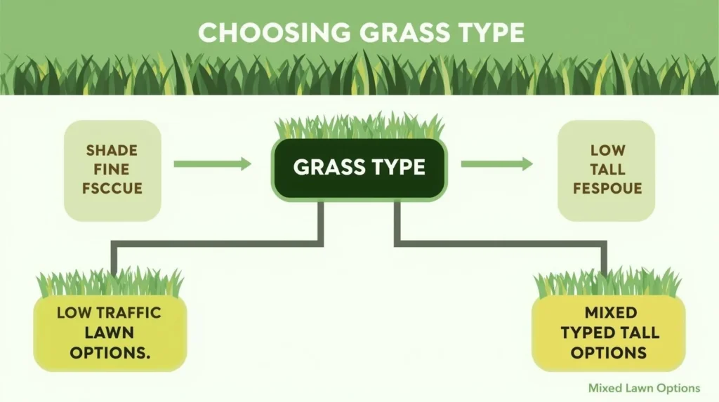 Step-by-step flowchart to select the right fescue type for your lawn.