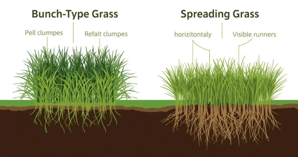 Grass growth habits bunch type vs spreading