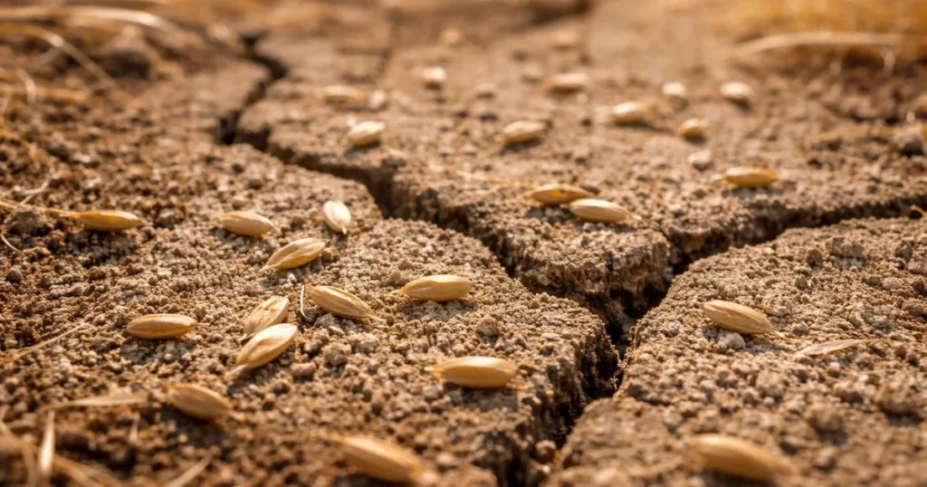Grass seed failing to grow due to heat wave and dry soil