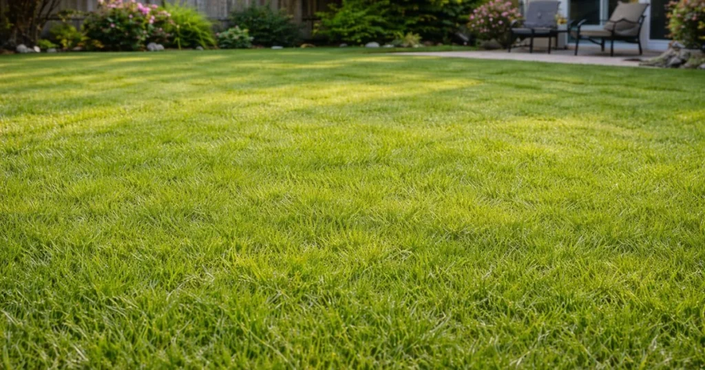Fully grown healthy grass lawn
