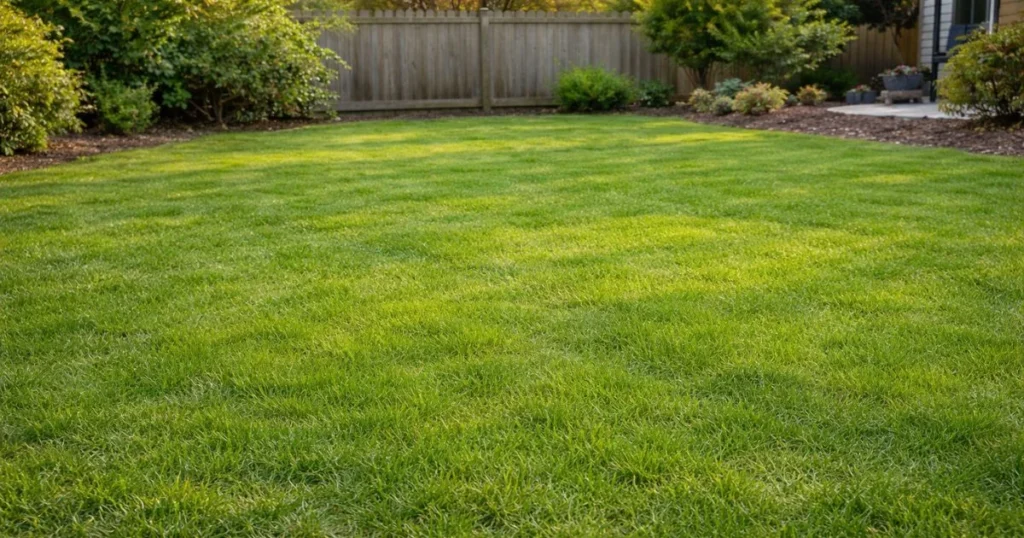 Healthy lawn growth during fall season