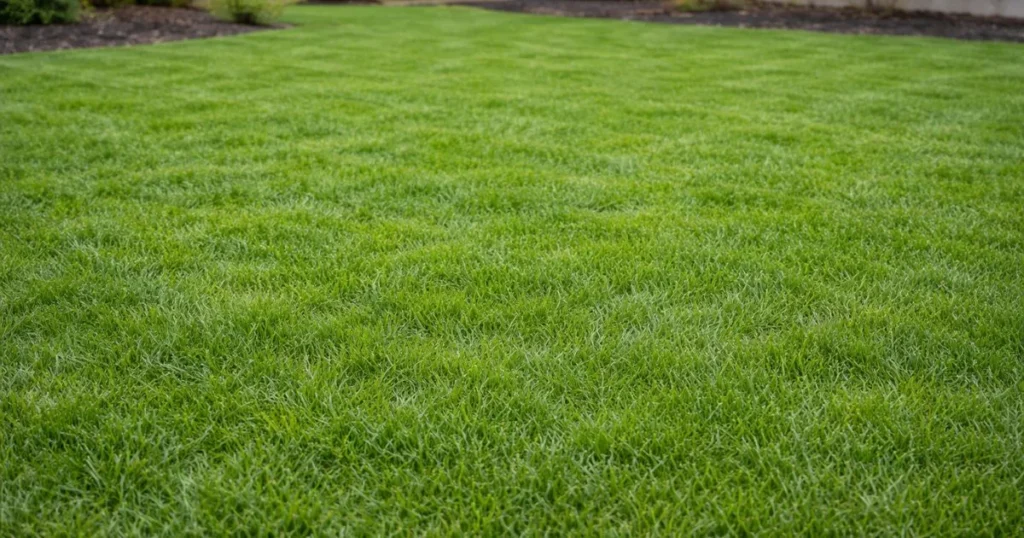 Healthy lawn with thick grass and no bare spots
