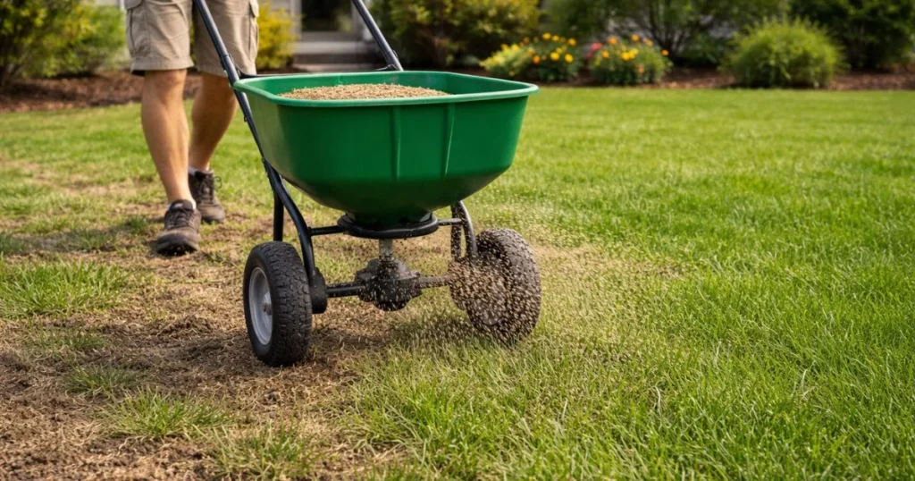 How to overseed a lawn by spreading grass seed over existing grass