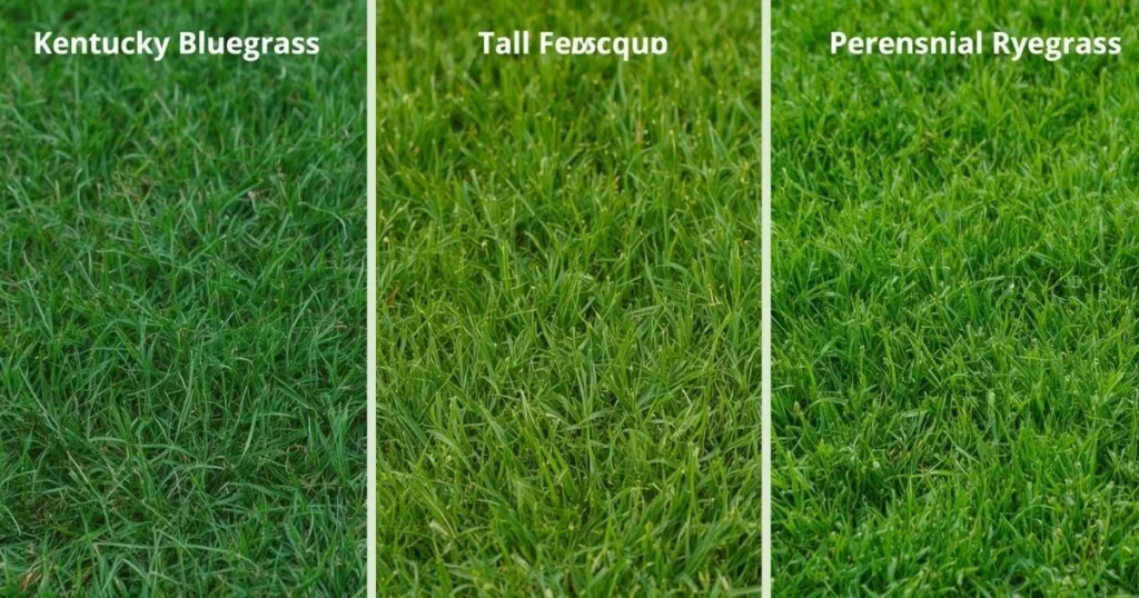 Kentucky bluegrass vs tall fescue vs perennial ryegrass lawn comparison