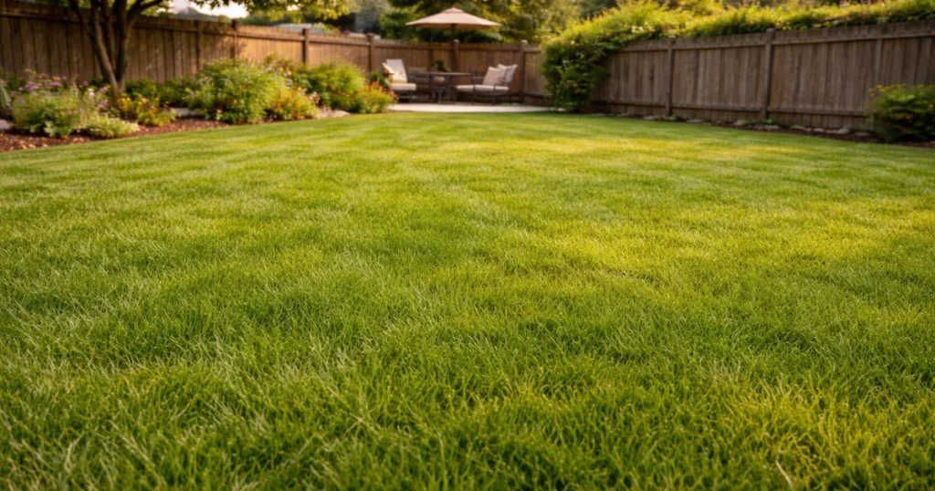 Healthy lawn grown successfully in late summer