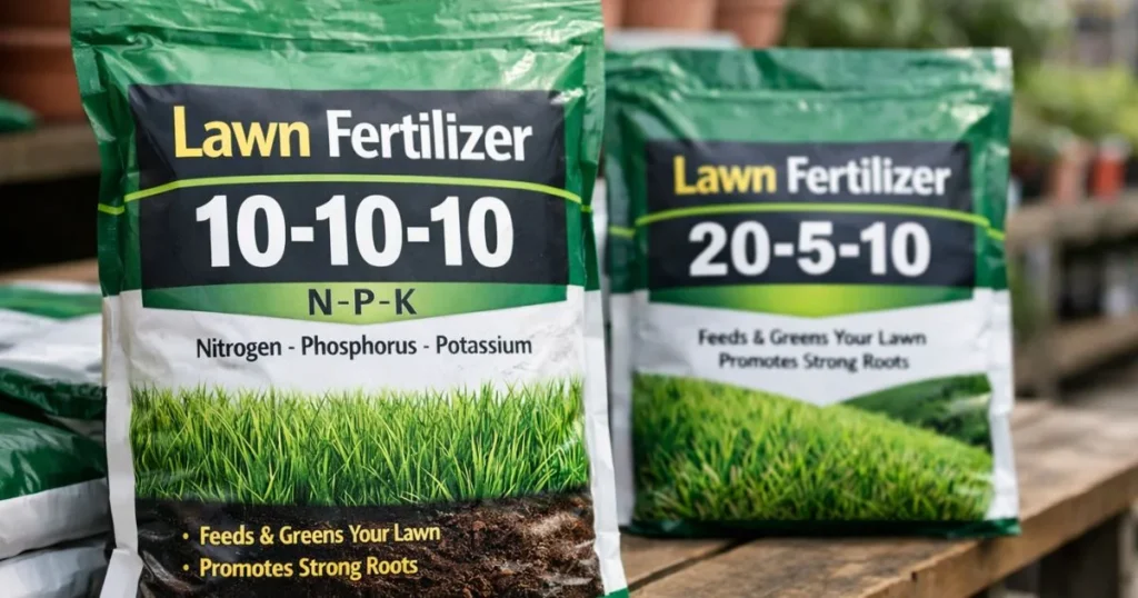 Lawn fertilizer numbers shown on fertilizer bag label