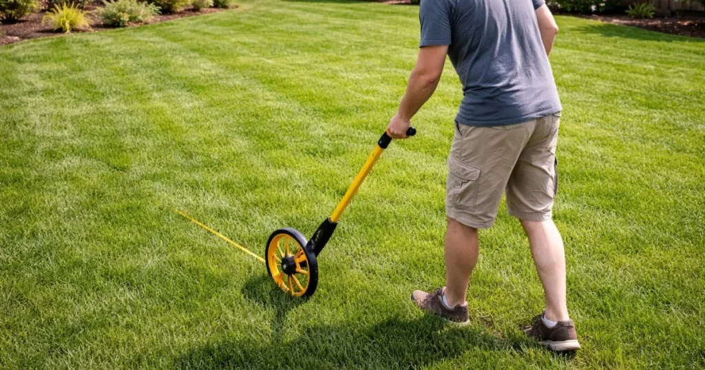 Measuring lawn size before overseeding grass seed