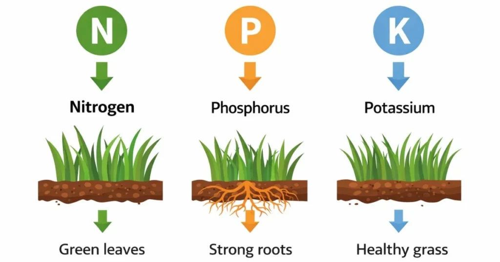 Nitrogen phosphorus potassium roles in lawn growth