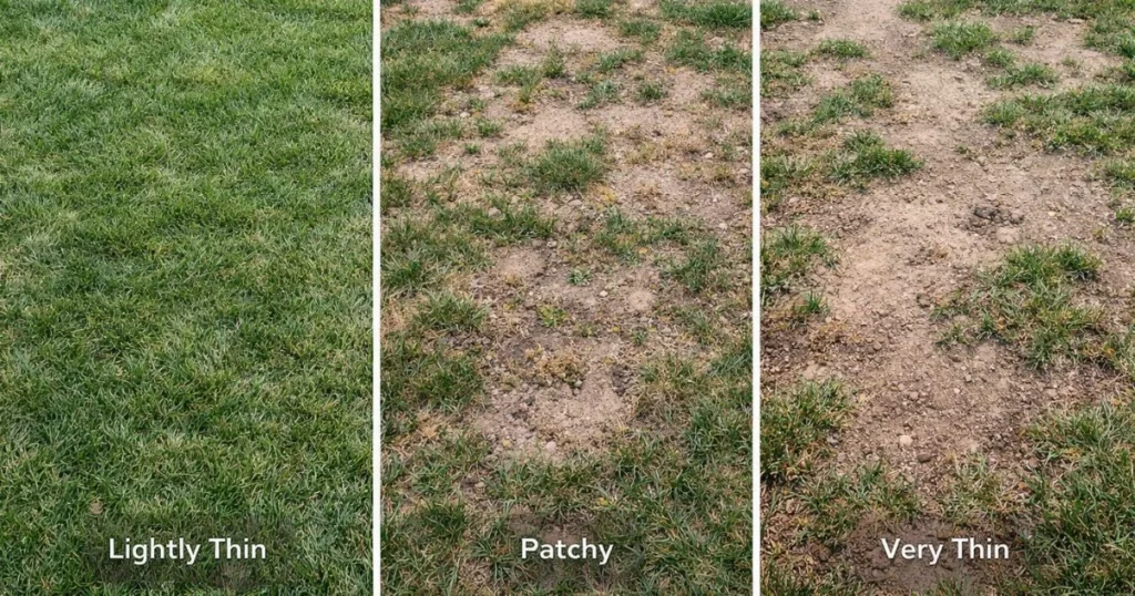 Grass seed overseeding rates based on lawn condition