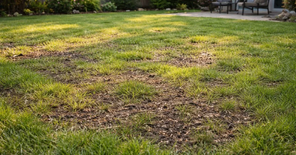 Patchy grass growth after seeding is normal