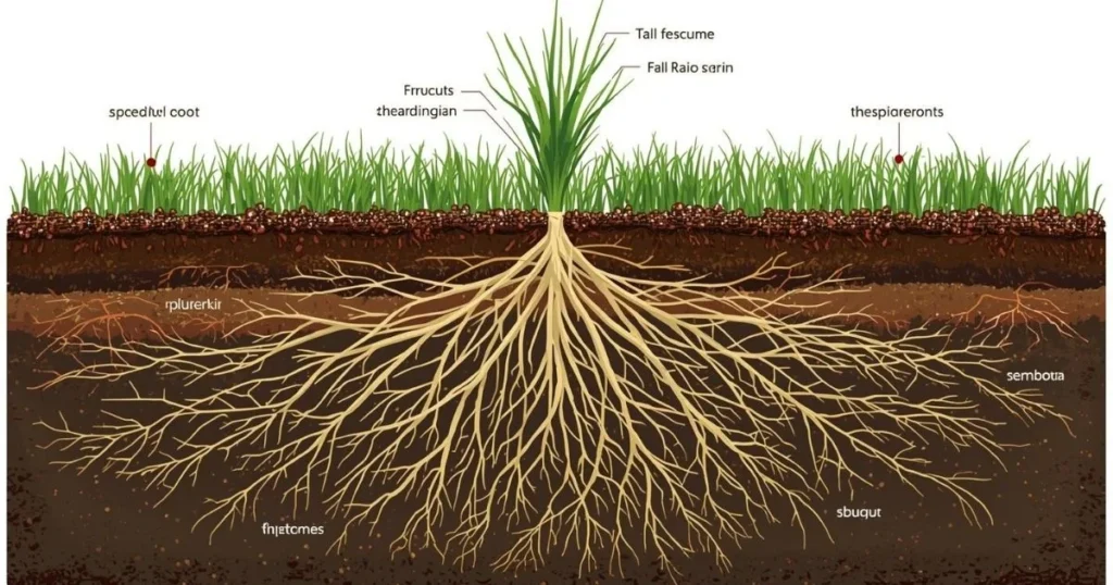 Diagram showing rhizomes in rhizomatous tall fescue grass