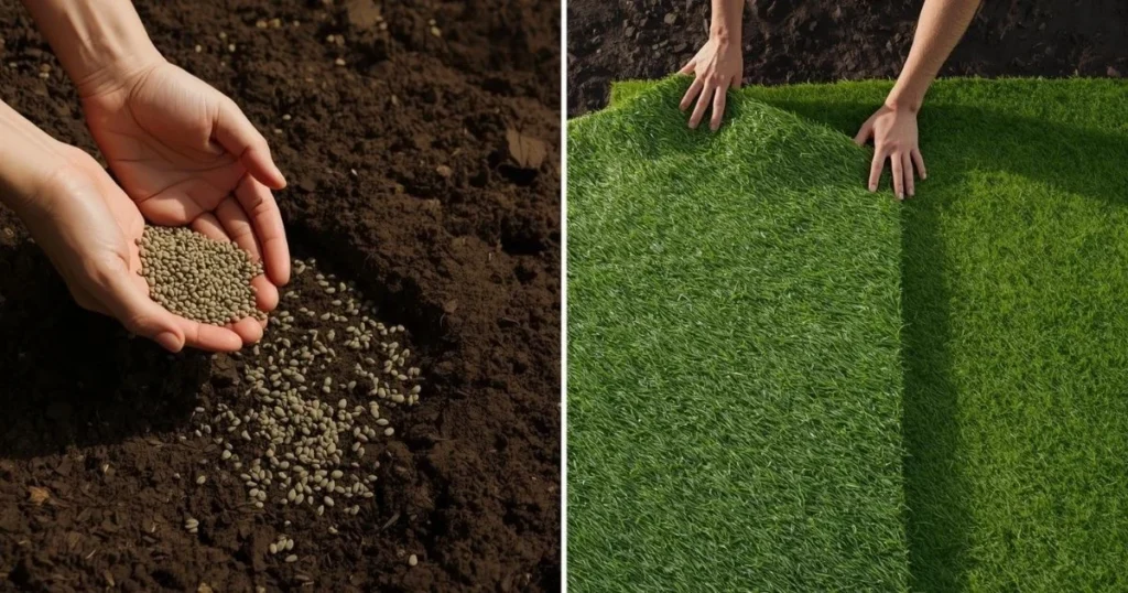 Grass seed vs sod installation comparison