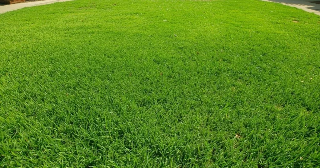 Dense St Augustine grass lawn with thick texture