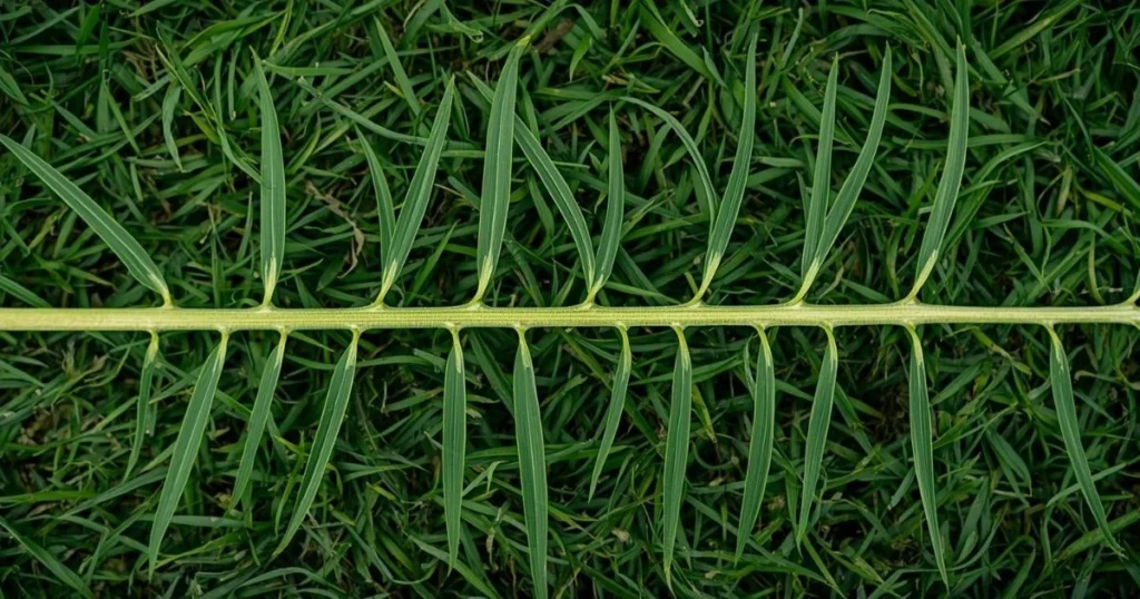 Opposite leaf arrangement on St Augustine grass runner