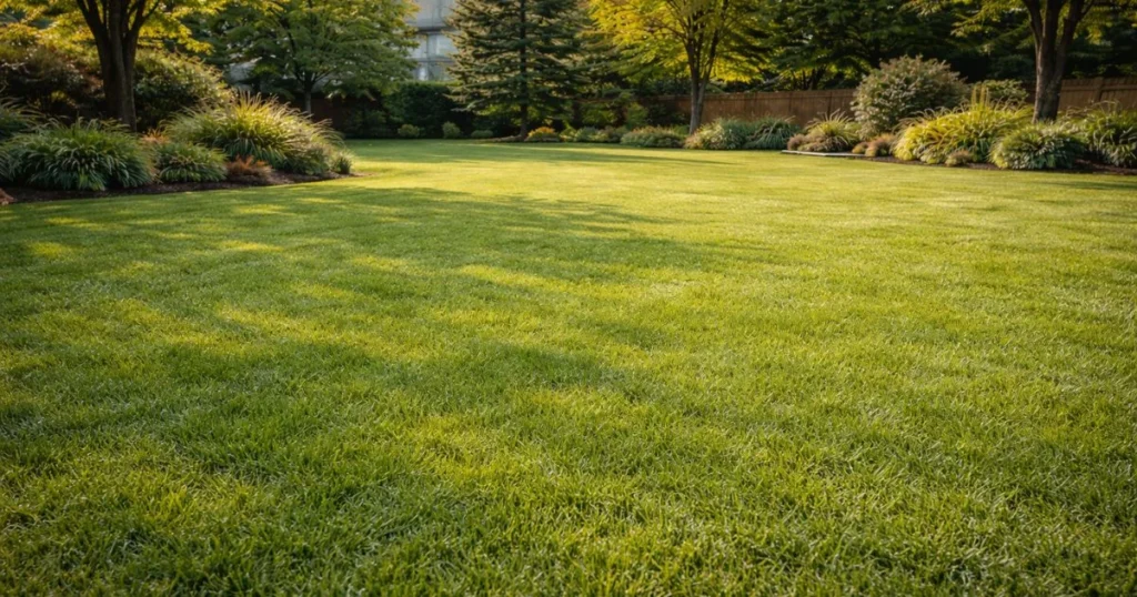 Thick cool season lawn after successful overseeding