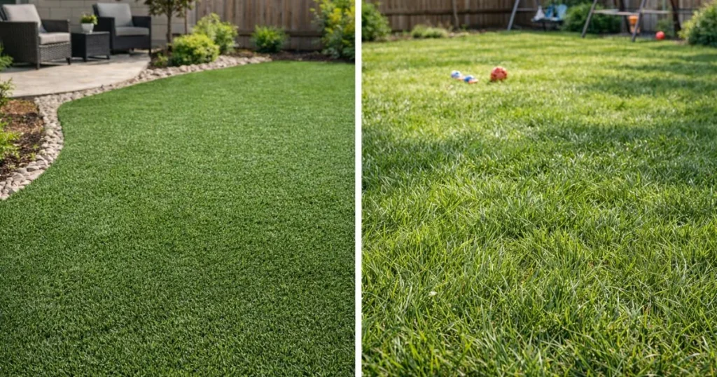 Turf vs sod lawn use comparison in residential yard