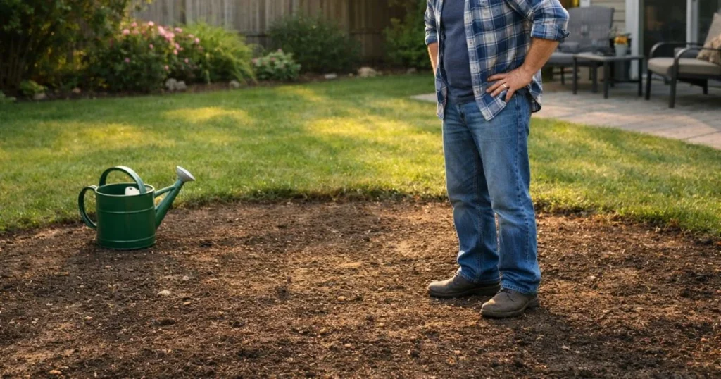 Waiting for grass to grow after planting seed