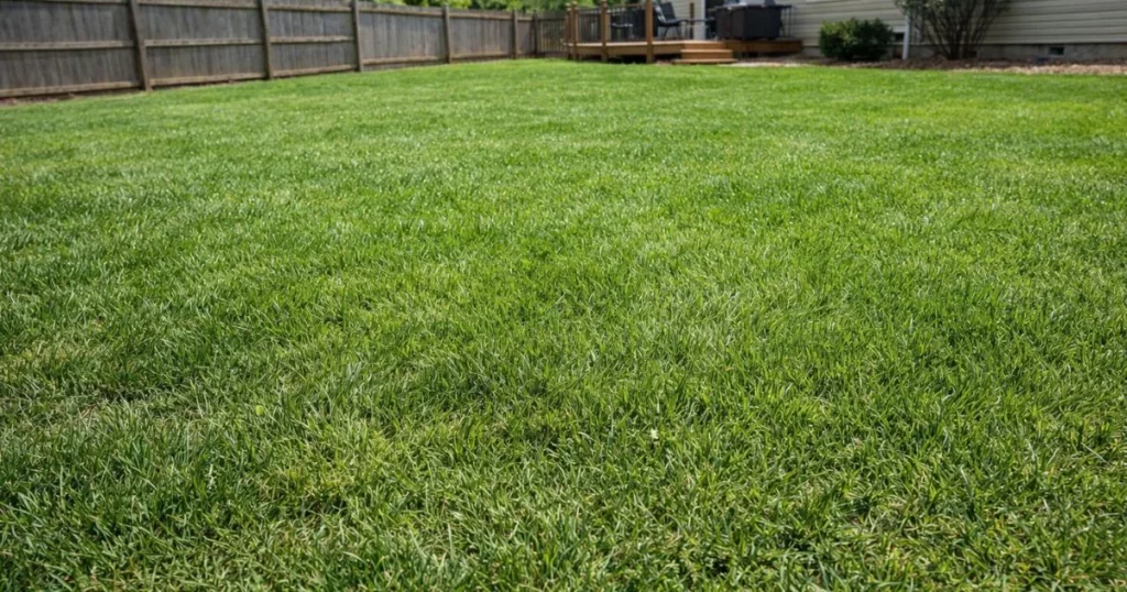 Warm-season grass lawn growing actively in late spring