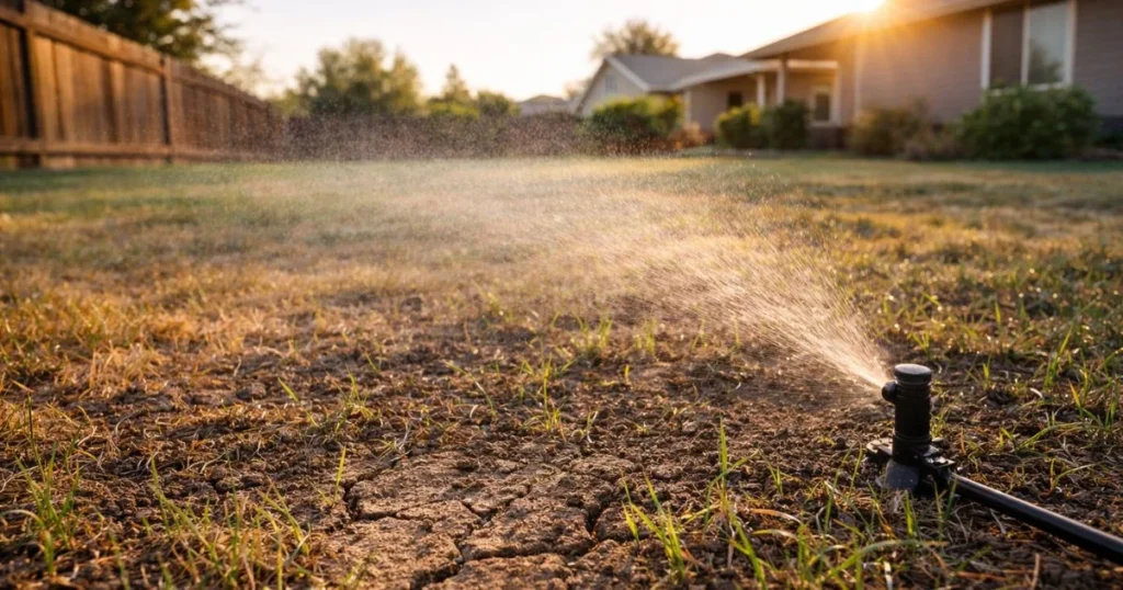 Watering grass seed during heat wave to keep soil moist