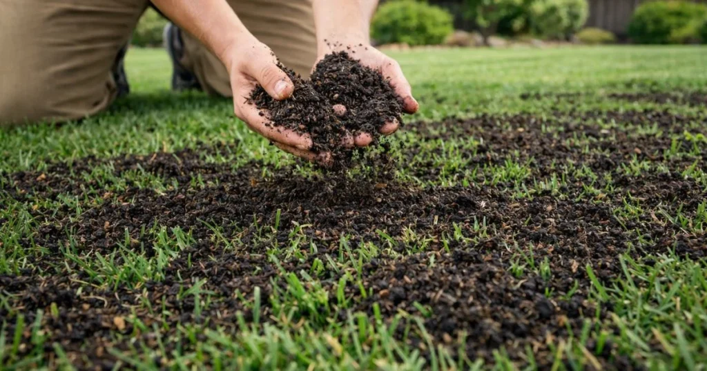 Applying worm castings to lawn evenly
