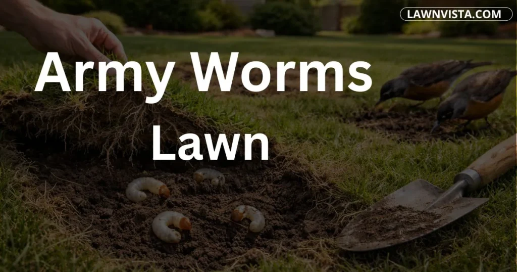 Army worms feeding on lawn grass blades causing rapid turf damage