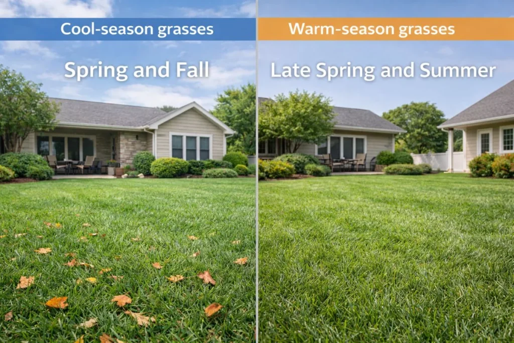 best time to aerate lawn by grass type