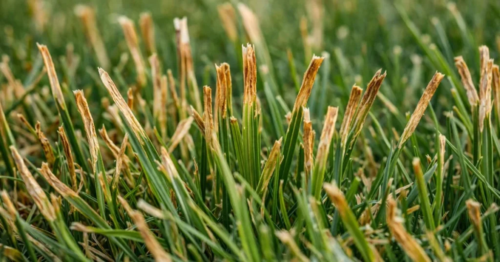 Brown grass tips caused by fertilizer burn