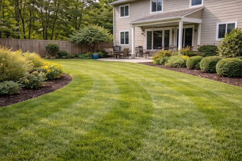 residential yard after complete yard cleanup and maintenance