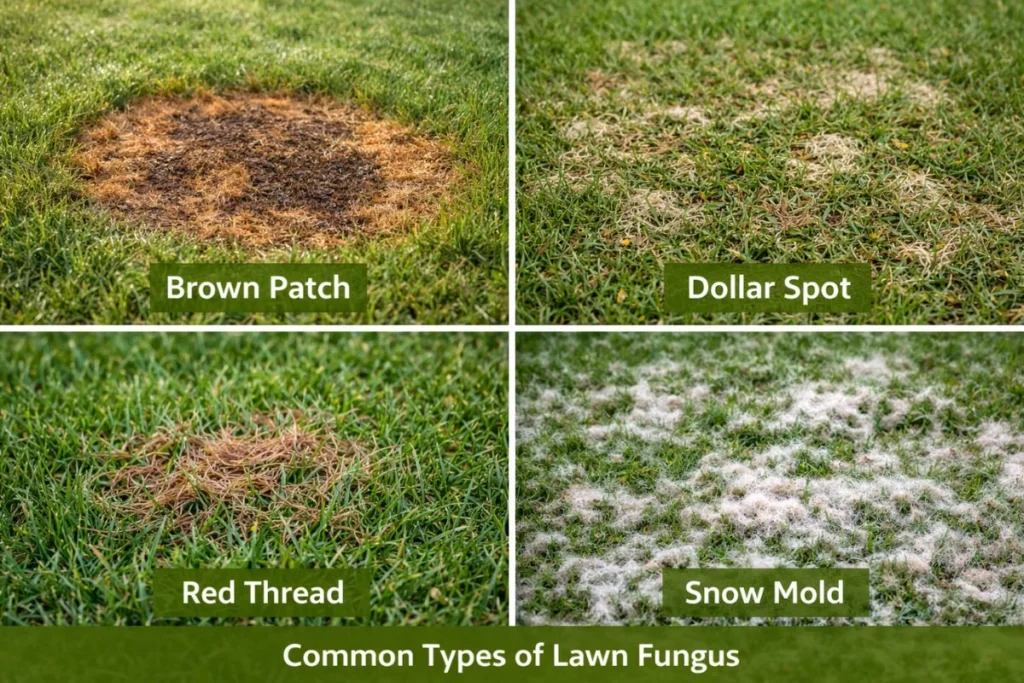 Comparison of brown patch, dollar spot, red thread and snow mold lawn diseases