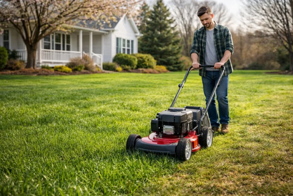 Set your mower higher for the first cut of the season.