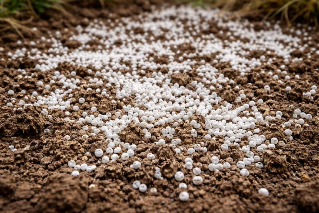 Gypsum soil amendment granules used for lawn care