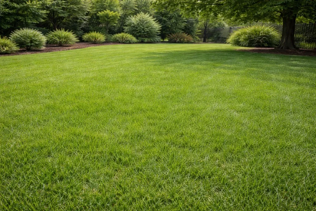Healthy green lawn with balanced soil pH