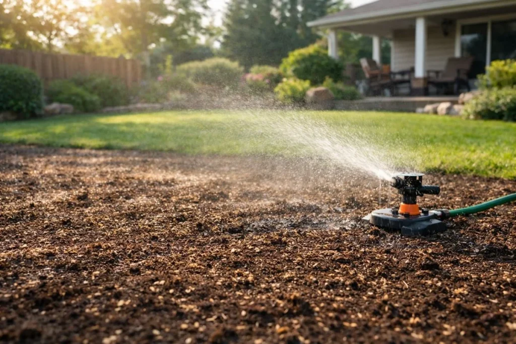 how often to water grass seed in early morning with sprinkler