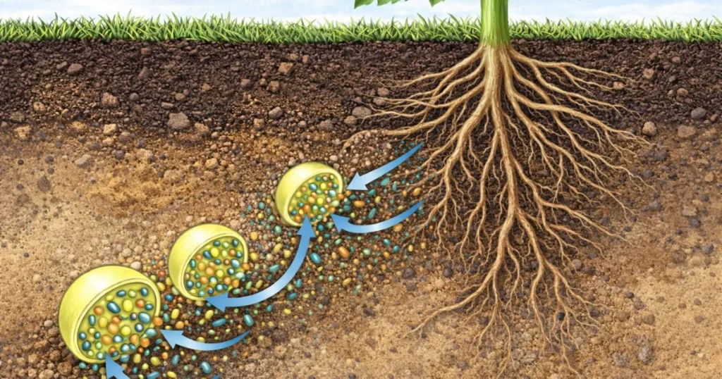 How slow release fertilizer feeds plant roots over time