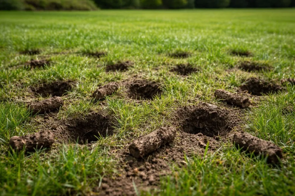 lawn aeration holes in soil