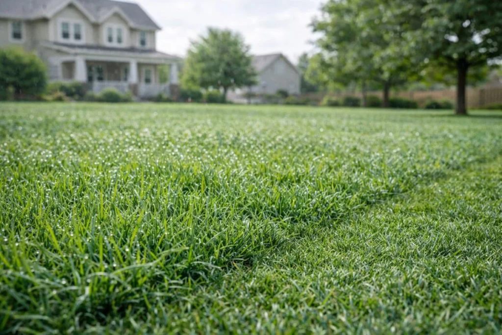 Fast lawn growth after rain affecting mowing frequency