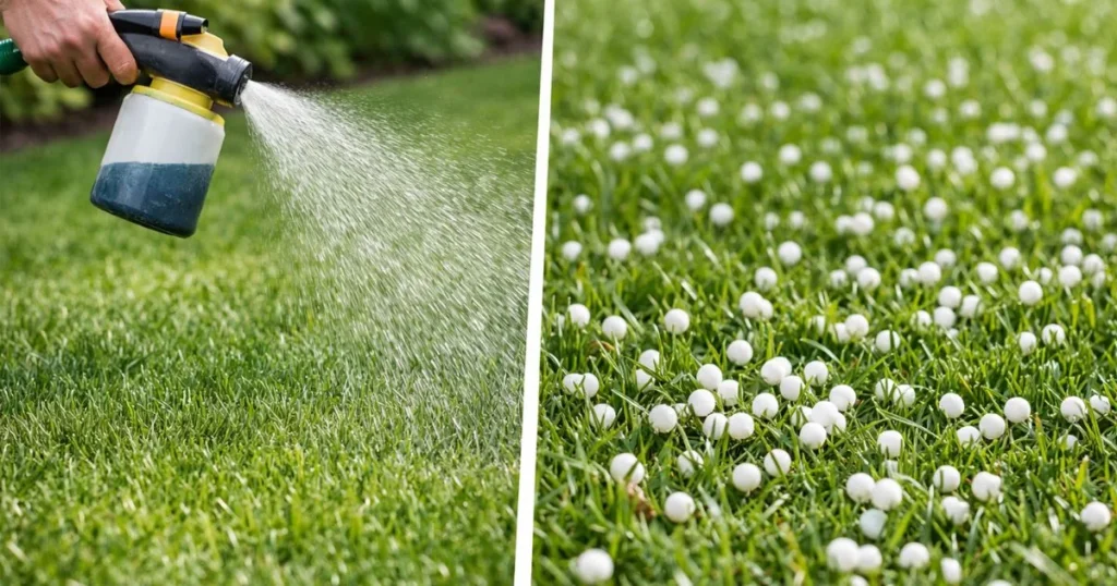 Liquid vs granular fertilizer comparison on lawn
