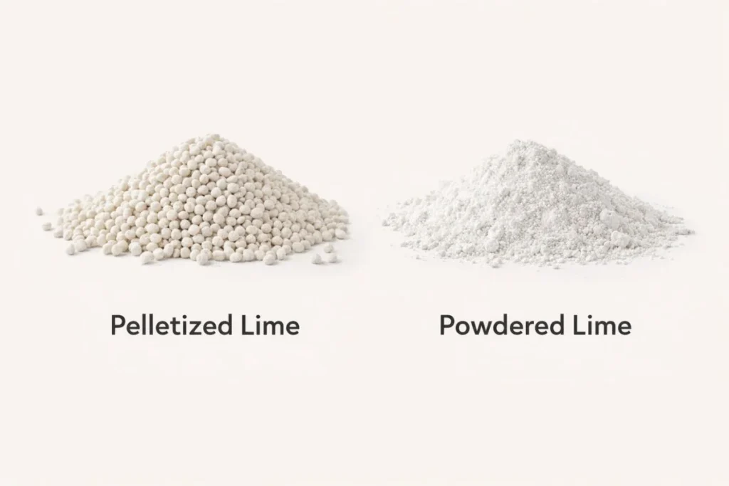 Pelletized lime compared to powdered lime for lawn care