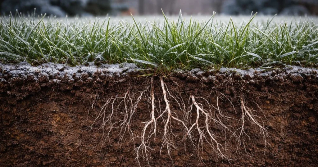 Strong grass roots supported by potassium before winter stress